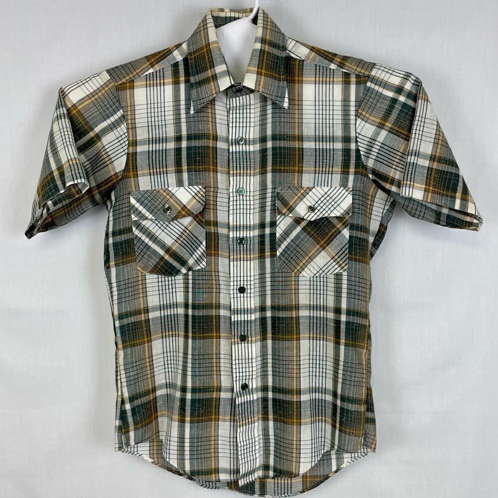 Campus‎ Shirt Mens Small Plaid Button Up Camp Hiking Short Sleeve Multicolored